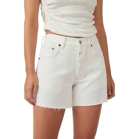 We The Free Pants - NWT Free People We The Free Ivy Mid-Rise Jean Shorts Cream White Size 32
